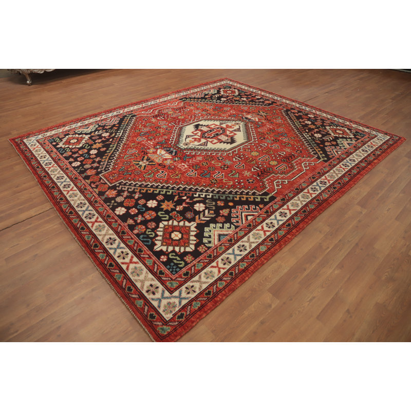 Tapis oriental à motif végétal à teinture végétale 8 x 10