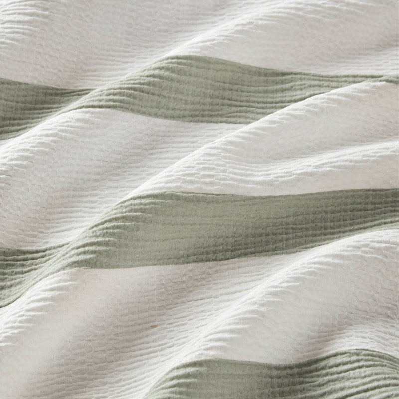 3-Piece Full/Queen Yarn-dyed striped comforter, Sage Green Striped