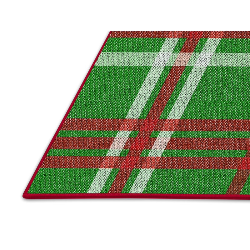 Tapis décoratif vert écossais privette, Rectangle 7 pi x 10 pi