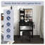 Bureau de coiffeuse moderne noir avec miroir lumineux à DEL, table de maquillage à 3 tiroirs avec prise de courant et support pour sèche-cheveux, ensemble de coiffeuse pour petite chambre avec tabouret-53141824