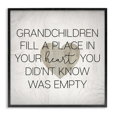 Heartwarming Grandchildren Quote Rustic Country Heart Symbol by Daphne Polselli - Print