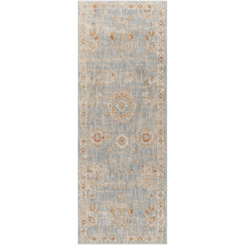 Tapis oriental beige clair / rouge brique / gris clair Finnlagh, Tapis de couloir 2 pi 7 po x 7 pi 3 po