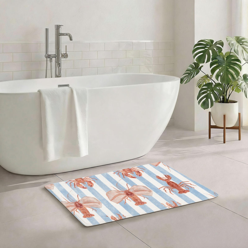 Tapis rouge pour salle de bain à rayures rouges, 20 po x 32 po, pour salle de bain