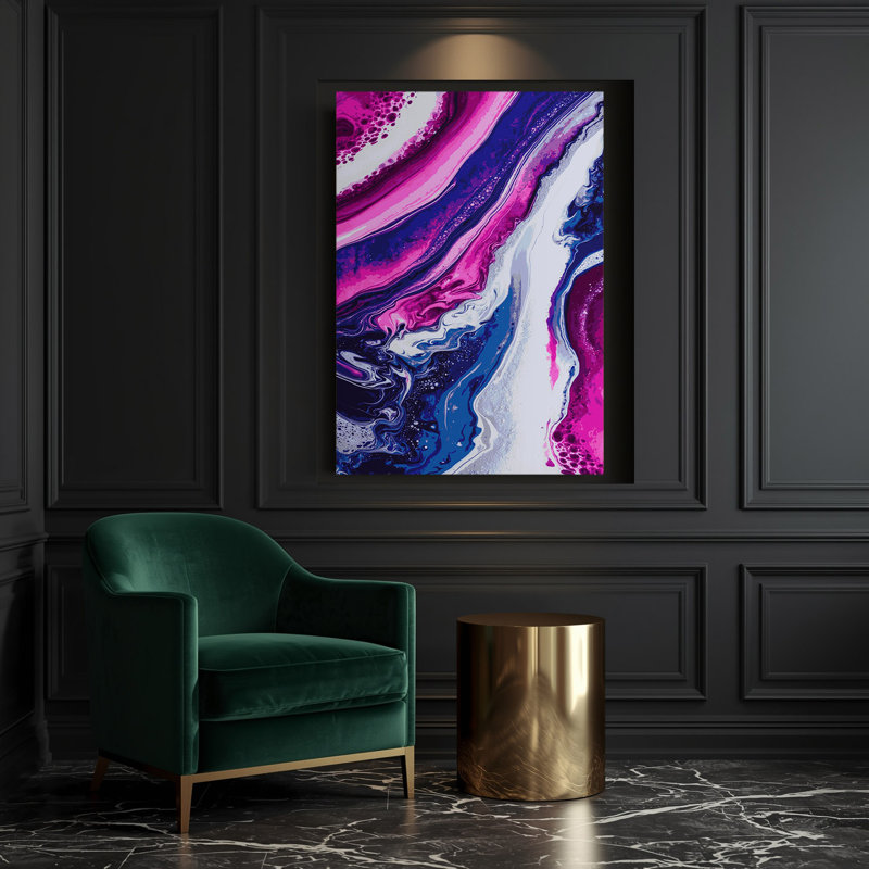 Abstrait art fluide sur toile bleue 49, H 14 po x l 11 po