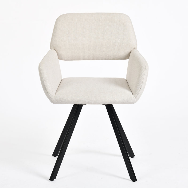 Swivel Armrest Dining Chair (Set Of 2), Beige, 2