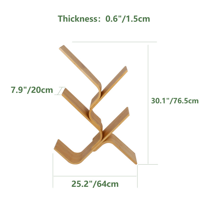 Floor Bamboo Tree Bookshelf, (4 Shelves) 30.1"H x 25.2"W x 7.9"D