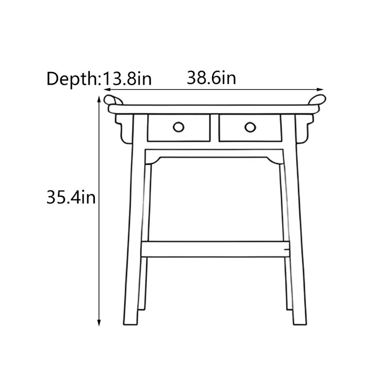 New Chinese Style Console Table, 35.4" H x 38.6" W x 13.8" D
