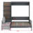 Queen Size Murphy Wall Bed with Sofa & Shelves – Space-Saving Gray Wood Bed for Kids & Teens Bedroom-1506379739