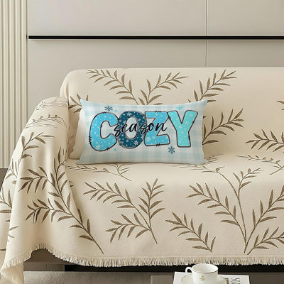 Housses de coussin écossaises de Noël - bleues - 12 po x 20 po / jeté lombaire / flocon de neige et décoration des Fêtes
