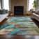 Machine Washable Indoor/Outdoor Xhevrie Teal Rug