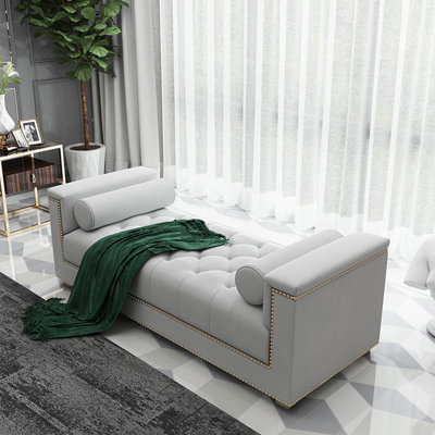 Banc rembourré gris