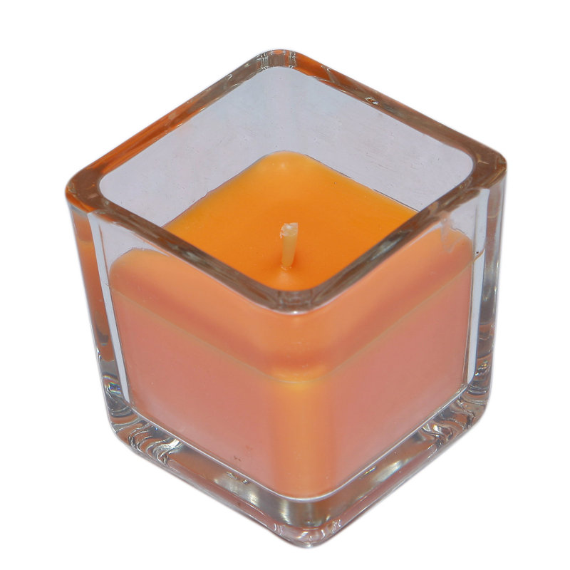 Bougie votive carrée en verre sans parfum, Orange, Ensemble de 12