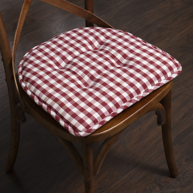 Buffalo Pattern Non-Slip Indoor Chair Pad Cushion, Wine/White, 6-Pack