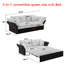 Grand lit convertible en velours bleu 74,8 po 3 en 1, 2 coussins moelleux, confortable pour dormir, facile à utiliser et long, avec structure en acier