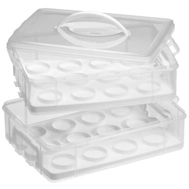 Arc 3-Tiers Cupcake Carrier White - Cupcake Portable Storage Box Dessert Holder with Lid and HandleGreat for Party.Cake Transport Container Store Up