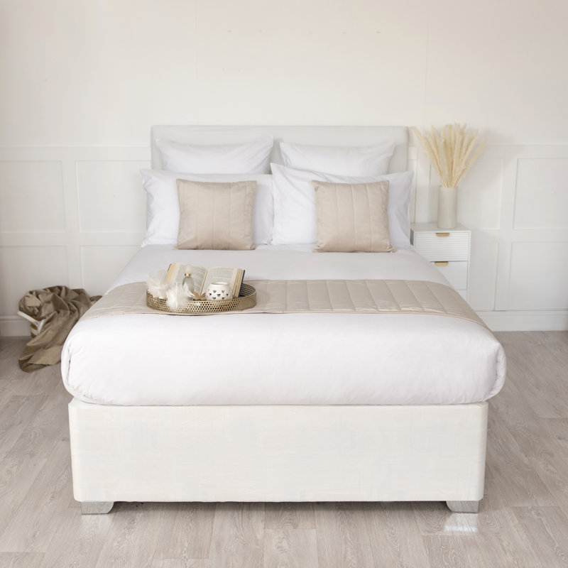 Faux suede Base wrap valance, White, Double (4'6)