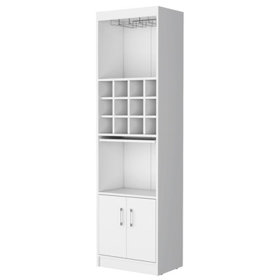 Bar Cabinet With Practical Interior - 71.1 Inches High, 20 Wide, 15 Shelves, Engineered Wood Wine Storage Facilities And Design 2 Doors,