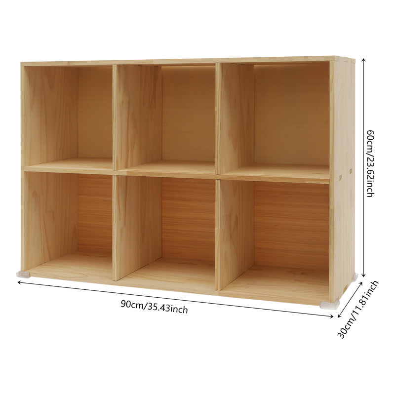 Solid Wood Bookcase Floorstanding Bookshelf Wooden Bookcase, (3 Shelves) 23.62"H x 35.43"W x 11.81"D, Brown