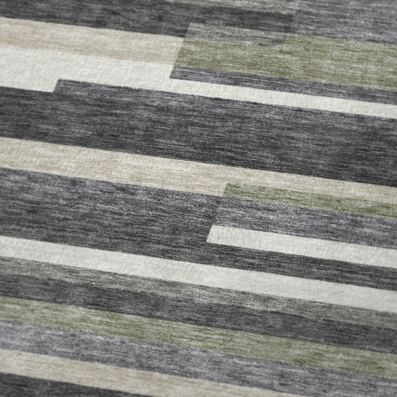 Jeté à rayures Addison Sherpa ASB766, Gris anthracite