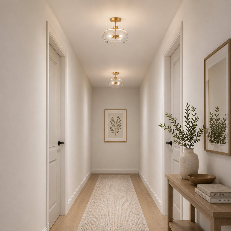 Alderman 3-Light Glam Semi Flush Mount Ceiling Light