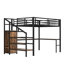 Grand lit mezzanine en métal avec bureau en forme de L, DEL, garde-robe, tablette ajustable et escalier