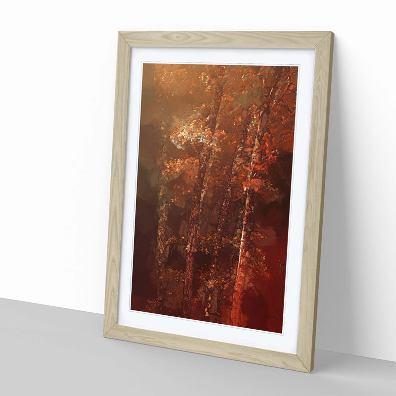Trees of Autumn in Abstract - Picture Frame Graphic Art Print, Oak, 60cm H x 40cm W x 2cm D