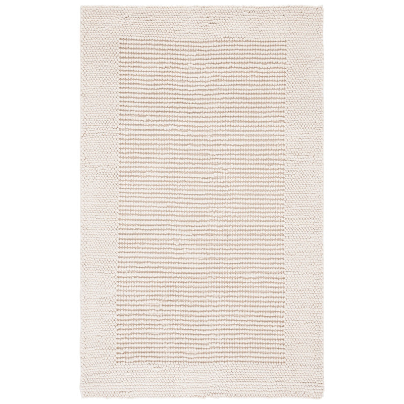 Burdick Handwoven Wool/Cotton Area Rug in Ivory/Beige, Square 7'