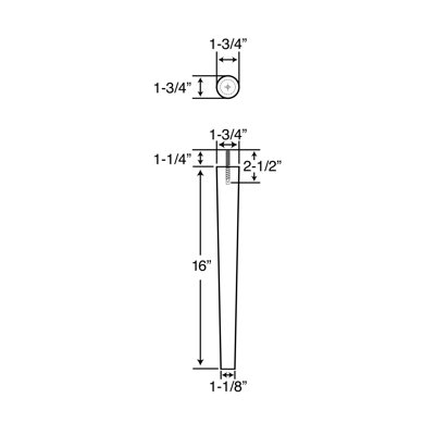 Base Unfinished Furniture Leg, Pack of 4
