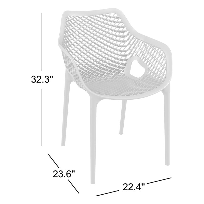 Chaise de salle à manger d'extérieur empilable Farrah, Blanc