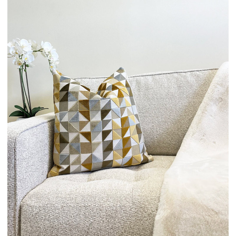 Housse de coussin géométrique en velours, H 20 po x l 20 po, Doré