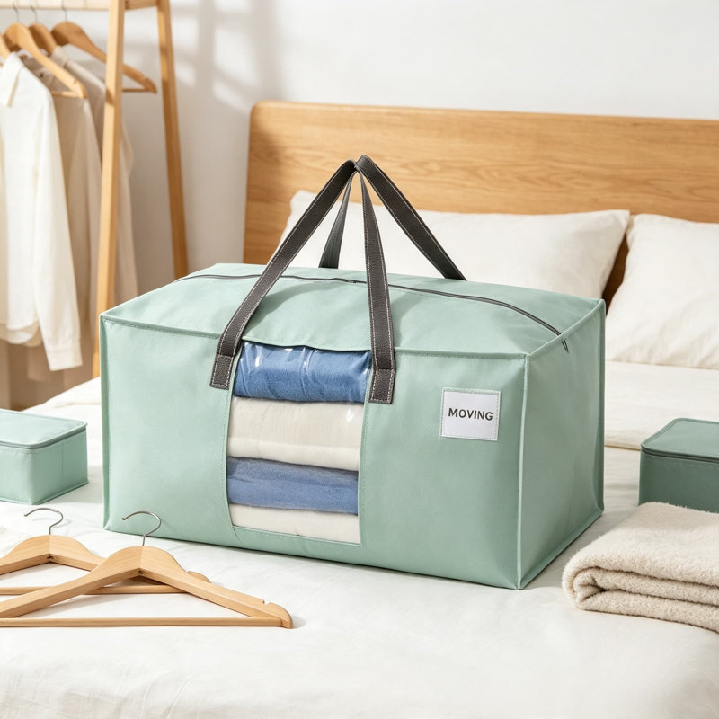 Sacs de déménagement robustes avec fenêtre transparente, fournitures d'emballage pour le rangement, alternative aux boîtes de déménagement, bacs de rangement pour vêtements durables pour couvertures, édredons et articles essentiels pour les dortoirs