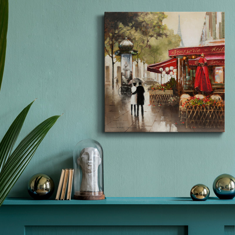 Paris in the Rain - Reproduction d'art sur toile tendue, H 16 po x l 16 po x P 1 po