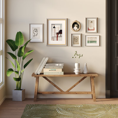 Fawaka 43"W Farmhouse Solid Wood Bench