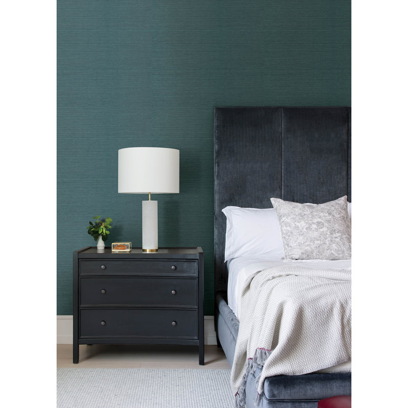 Papier peint en sisal Colcord, Bleu sarcelle