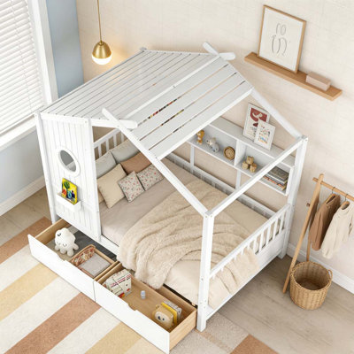 Lit en bois avec 2 tiroirs