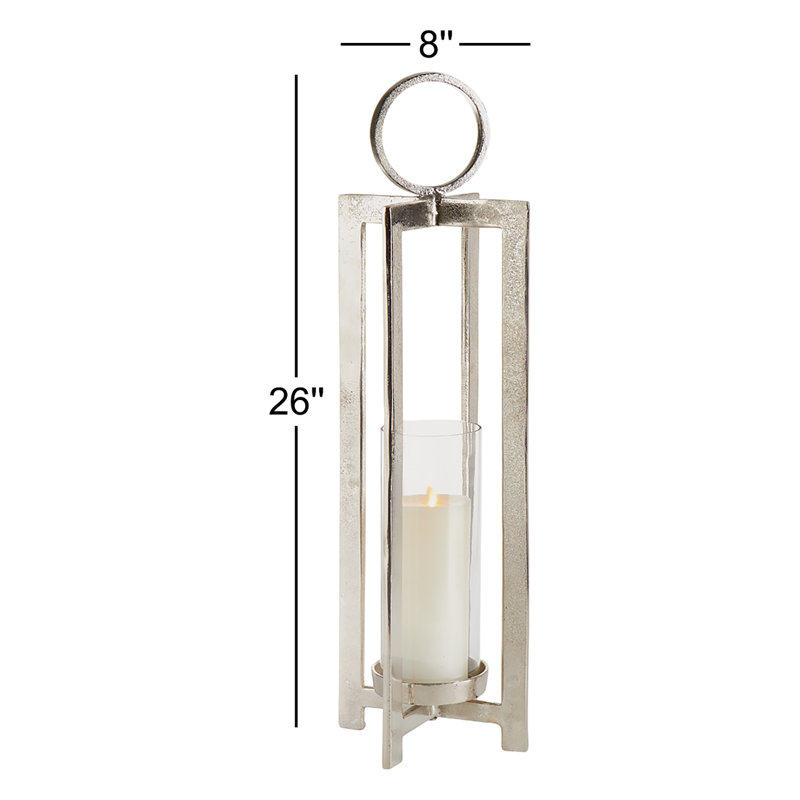 Asola Lantern Large, 26" H x 8" W x 8" D, Silver