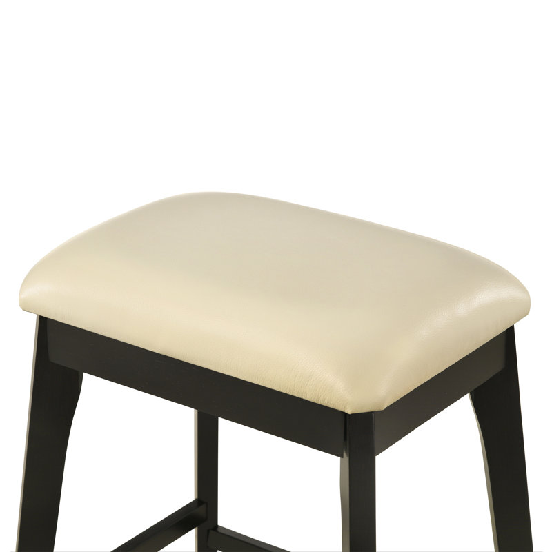 Tabouret de comptoir moderne noir de 25 pouces avec siège rembourré confortable, Crème