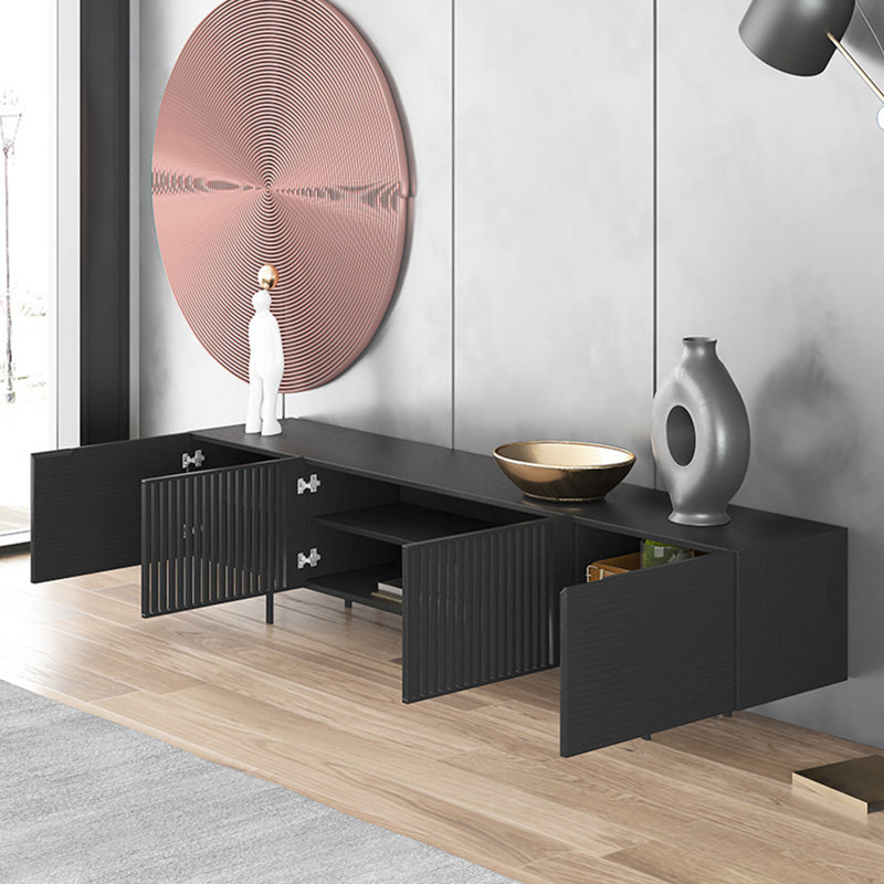 Meuble télé pour téléviseur de 75 po ou moins, Noir, 94.49"
