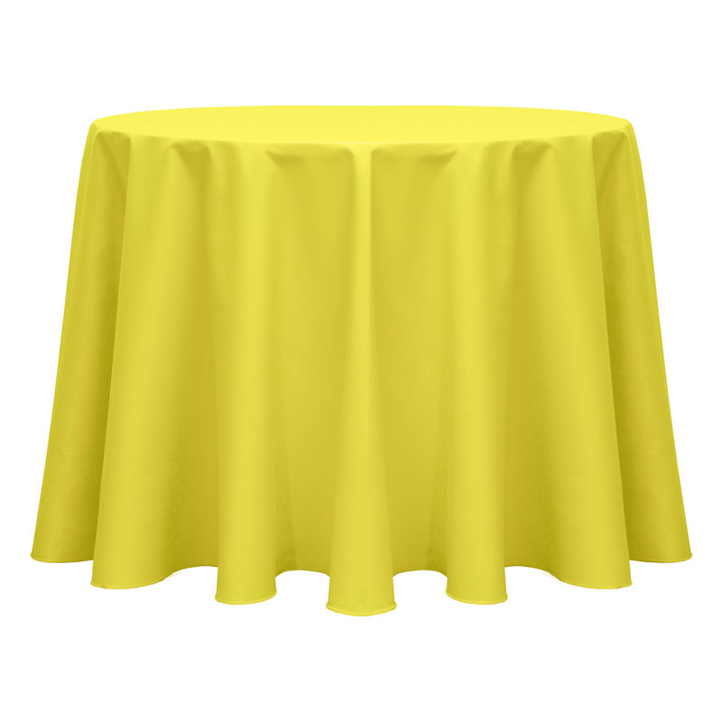 Cotton Twill Round Tablecloth, 3, Lemon, 102" L x 102" W