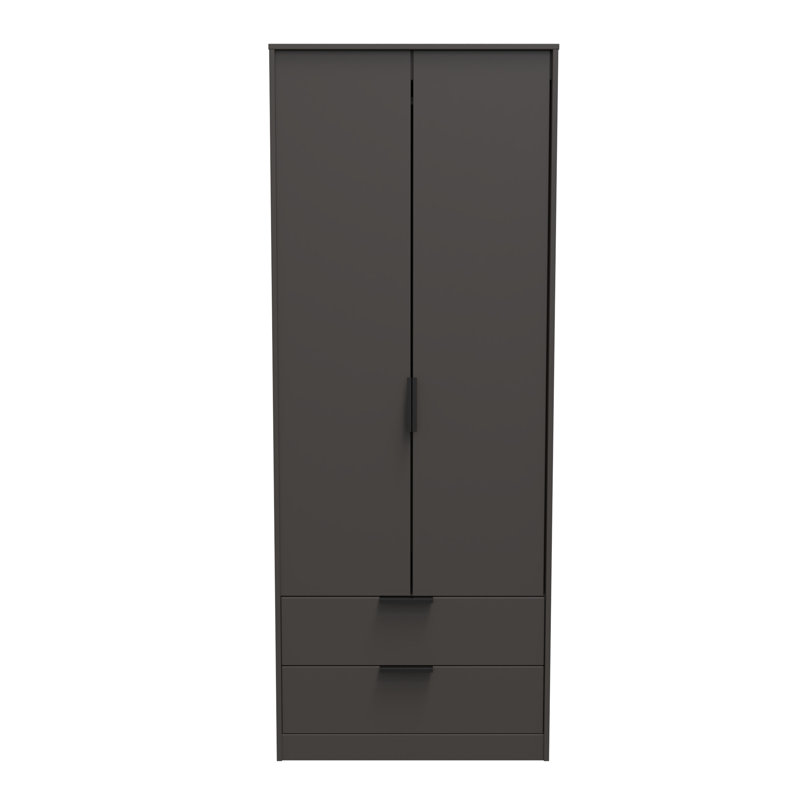 Fully Assembled Tuckerton Wardrobe, 197cm H x 111cm W x 53cm D, Graphite