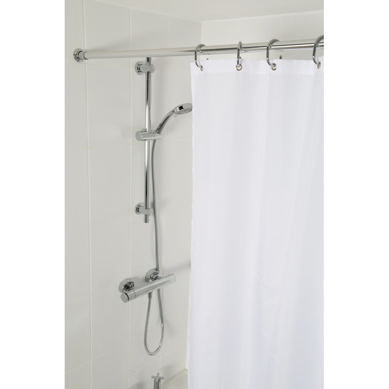 Plain Polyester Shower Curtain, White