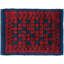 Tapis rétro vintage bleu et rouge Pya, signée "KH GR"
