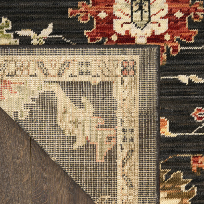 Tapis d'intérieur rétro noir 2 pi 4 po x 12 pi Tharun, Noir, Tapis de couloir 2 pi 4 po x 12 pi