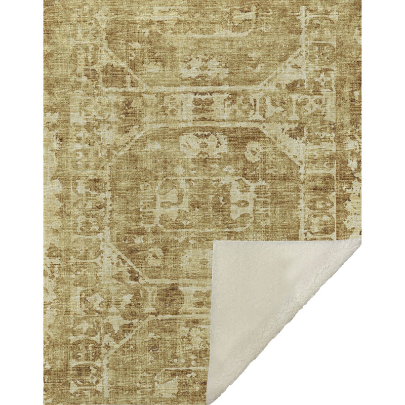 Jeté Addison Sherpa Tribal Medallion, Oriental doré 1