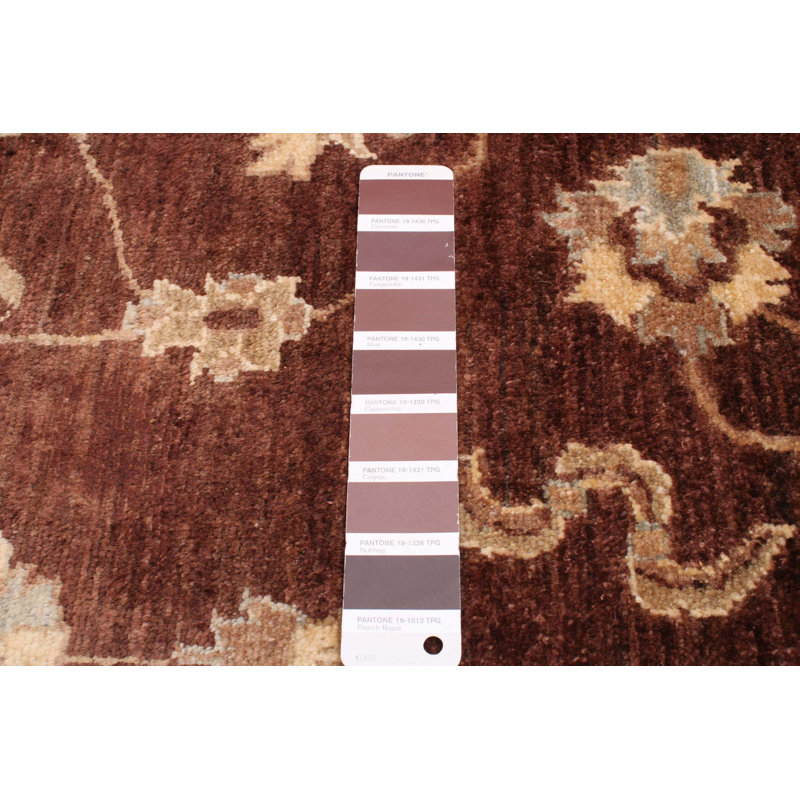 Tapis brun foncé en laine noué à la main de conception unique 5 pi x 6 pi 5 po New Age