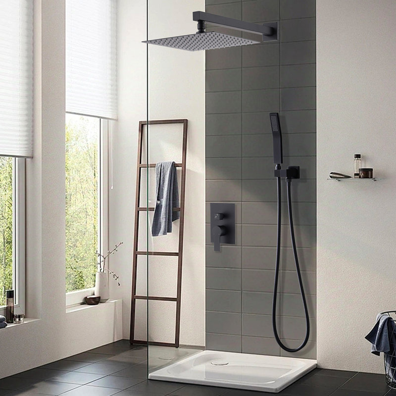 Système de douche au plafond 12 po, Noir mat