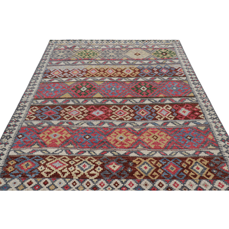 Burano Hand Knotted Wool Geometric Area Rug, Rectangle 10' x 14'