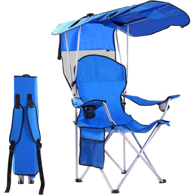 Chaises de camping portatives pliantes avec abat-jour, chaise de plage pour adultes, tissu Oxford 600D durable et résistant aux intempéries, chaise de camping avec auvent pour l'extérieur [Vert olive]