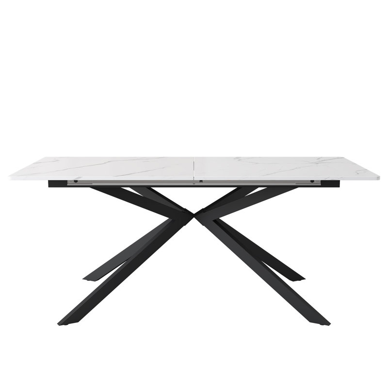 Extendable Dining Table Black With Desktop, White