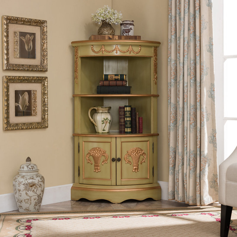 Élégante armoire d'angle multifonctionnelle rétro, Kaki foncé